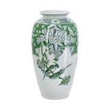 D7.5x14.5" Green White Porcelain Vase w/ Nature-Inspired