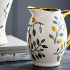 8x5.5x8.5" Luxe Leaf-Decorated Ceramic Pitcher