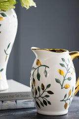 8x5.5x8.5" Luxe Leaf-Decorated Ceramic Pitcher