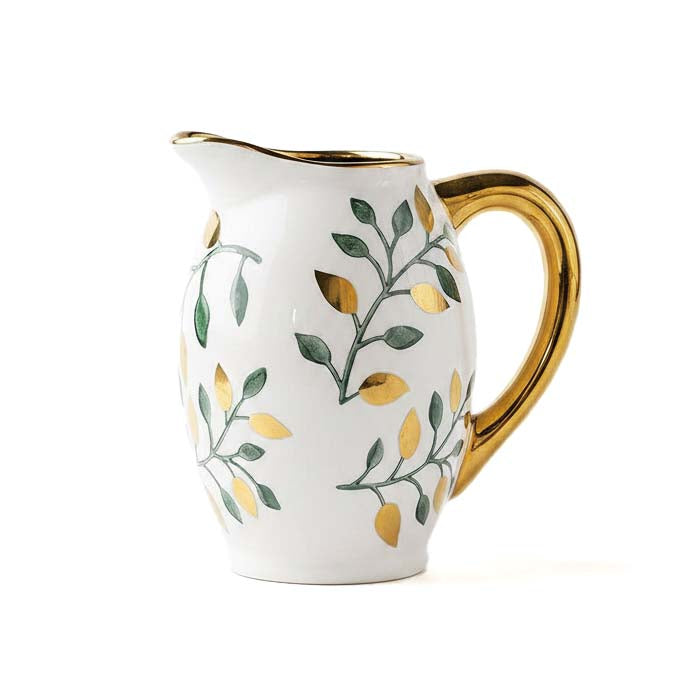 8x5.5x8.5" Luxe Leaf-Decorated Ceramic Pitcher