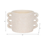 Plant Pot - White Ceramic Round Multi-Loop Arch Handle, 13in