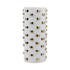 White and Gold Raised Dot Cylinder Vase