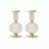 Callie Champagne Glass Candle Holder with Gold Trim, Set of 2