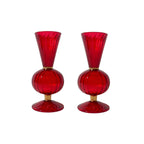 Lana Red Glass Vase with Gold Trim, Set of 2