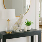 White and Gold Leopard Figurine, Sitting