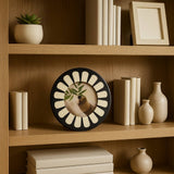 Photo Frame - Black/Ivory Resin Round Flower Design, 4x4 in.