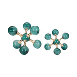 Bookends Set of 2 - Green Crystal/Metal Jack, 7 in.