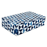 Marquet Indigo Blue White Resin Inlay Storage Box ( 8 Sizes): 10x2.5x1.5