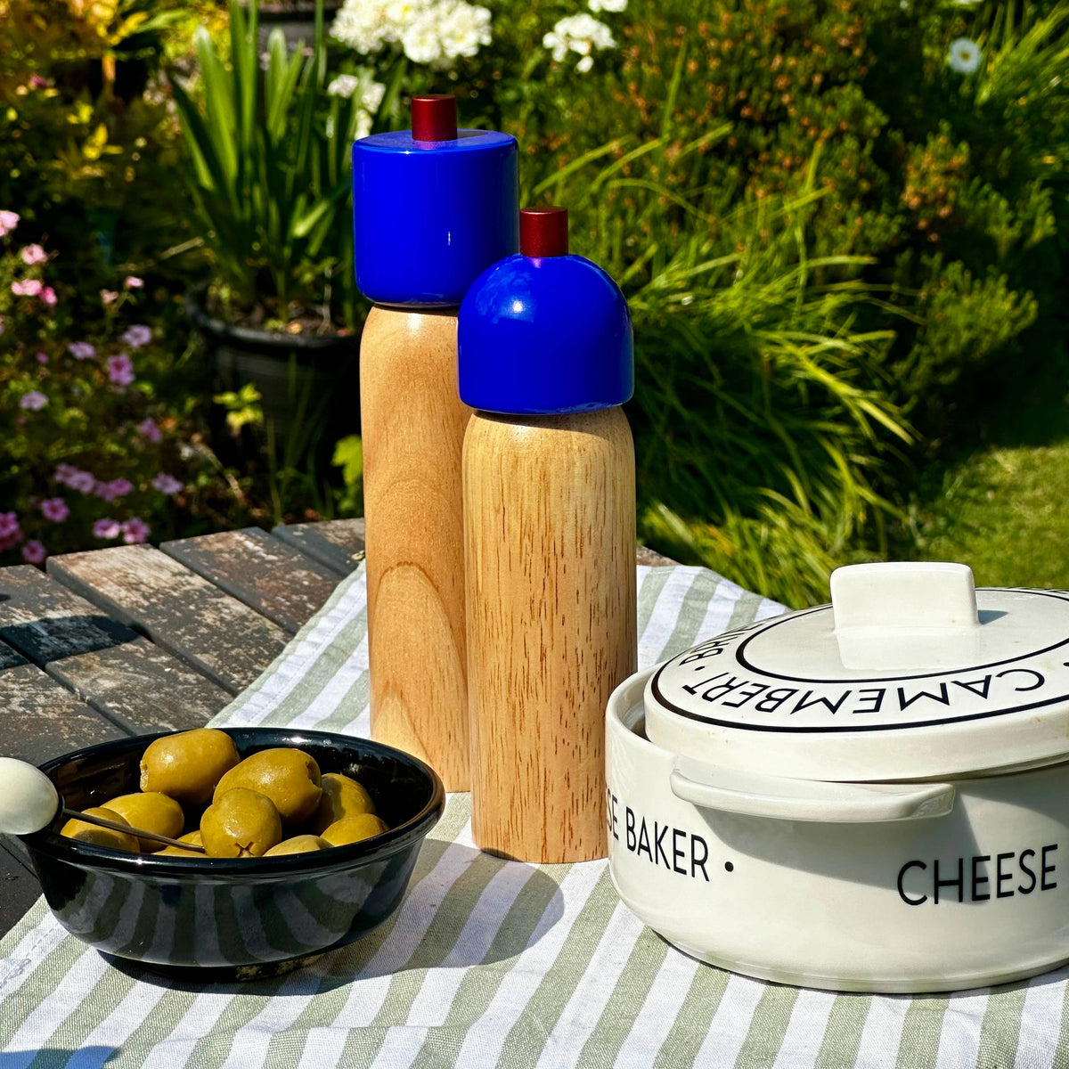 Navy and Red Salt and Pepper Grinder, Medium