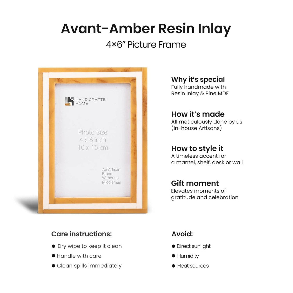 Amber and Black Resin Inlay Frame, 8x10