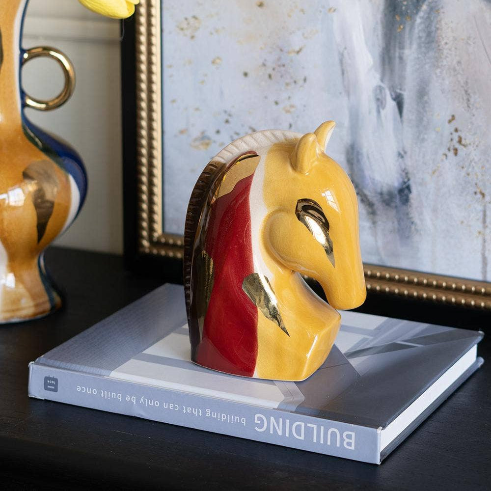 Abstract Multicolor Ceramic Horse Head, Small