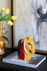 5.5x3x7" Abstract Multicolored Ceramic Horse Head Sculpture