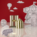Carnival Striped Candle, Firebreather Olive - Tomato Leaf