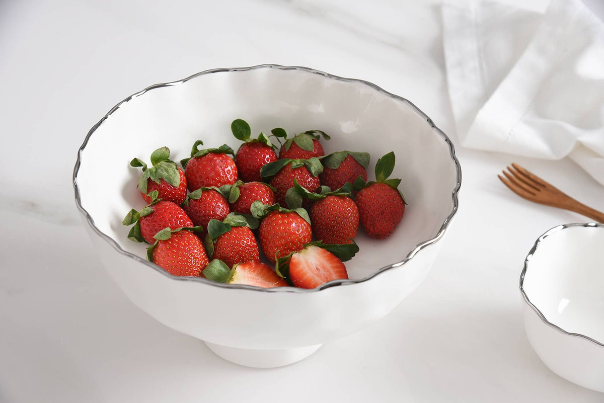 Portofino Plata White Medium Footed Bowl