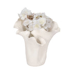 White Ruffled Edge Ceramic Vase, Medium