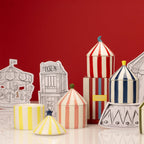 Carnival Striped Candle, Navy Magician - Oud and Leather