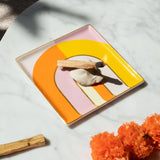 OCTAEVO Riviera Arch Ceramic Tray/Catchall, Gold accent, 6": Purple