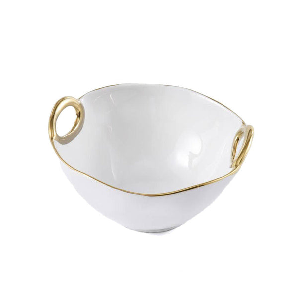 Golden Handles White Medium Bowl