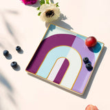 OCTAEVO Riviera Arch Ceramic Tray/Catchall, Gold accent, 6": Purple
