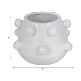 Plant Pot - White Ceramic Round Glossy Tapered Bubble, 8 in.