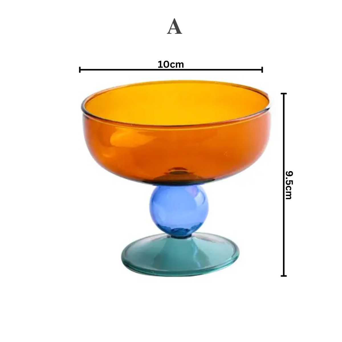 Colorful Two-Tone Glass Dessert Bowl, Smoke and Green