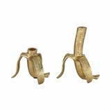 Taper Candleholders Set of 2 - Gold Metal Banana, 5/7 in.