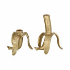 Gold Banana Taper Candle Holders, Set of 2