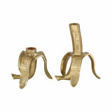Taper Candleholders Set of 2 - Gold Metal Banana, 5/7 in.