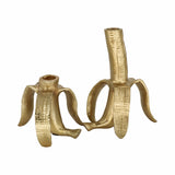 Taper Candleholders Set of 2 - Gold Metal Banana, 5/7 in.