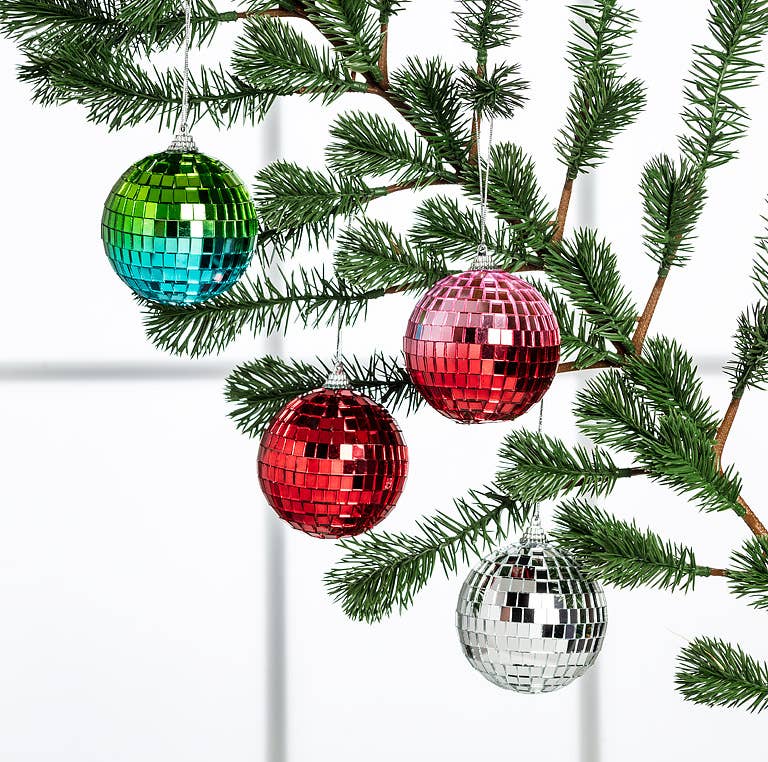 Pink & Red Ombre Mirror Ball Ornament