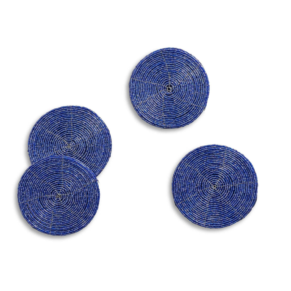 Blue Glass Bead Coaster, Set of 4