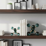 Bookends Set of 2 - Green Crystal/Metal Jack, 7 in.
