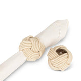 Jute Braided Napkin Ring-White-2.5"D - Set of 4