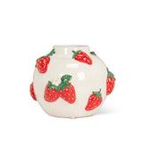 Small Round Vase with Strawberries-5"H