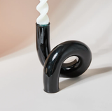 Twist Glass Candlestick Holder / Flower Vase: Black