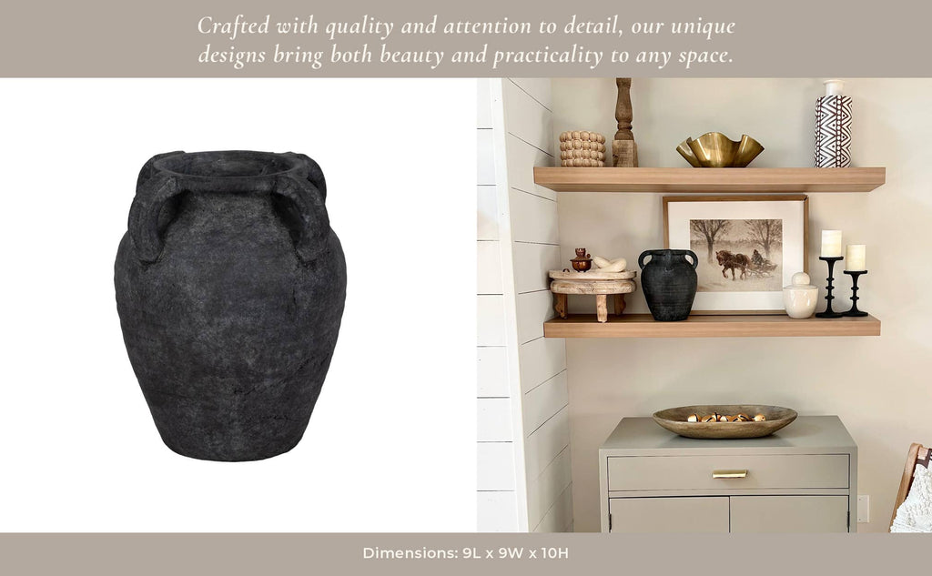 Black Amphora Multi-Handle Vase
