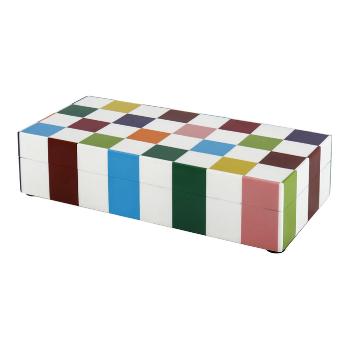 Multicolor Grid Resin Inlay Box