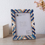 Blue Chevron Inlay Frame, 5x7