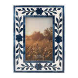 Photo Frame - Blue Resin/Wood Floral Petals, 4x6 in.