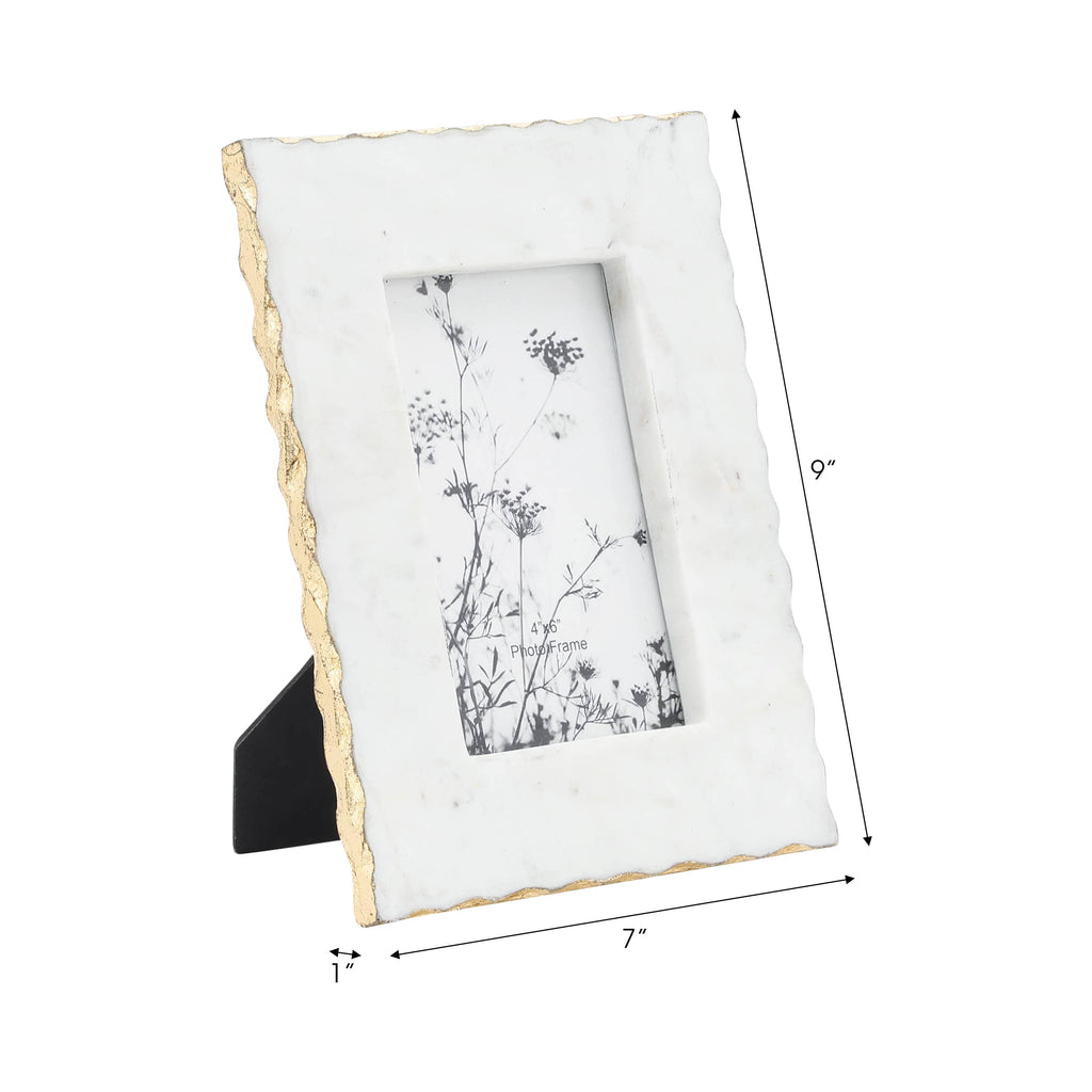 White Marble Jagged Edge Picture Frame, 4x6