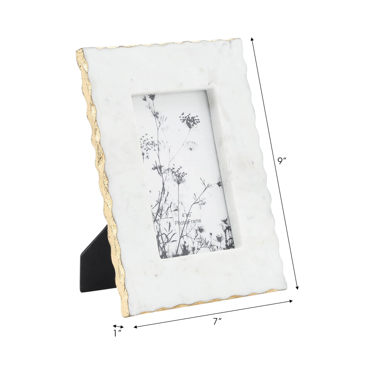 White Marble Jagged Edge Picture Frame, 4x6
