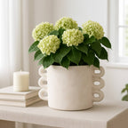 White Arch Handle Round Planter