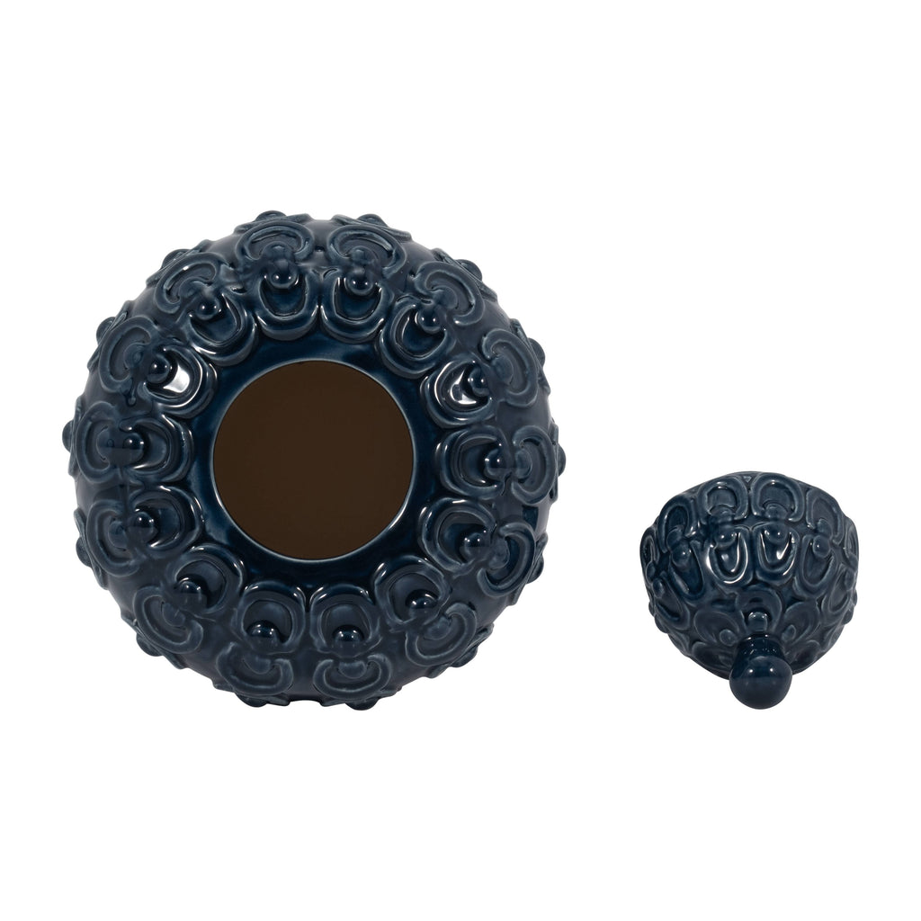 Blue Chain Texture Lidded Jar