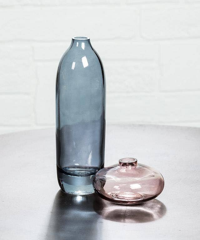 Tall Dark Blue Glass Bud Vase