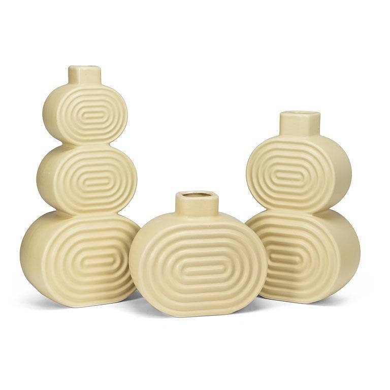 Ridged Double Oval Ceramic Vase