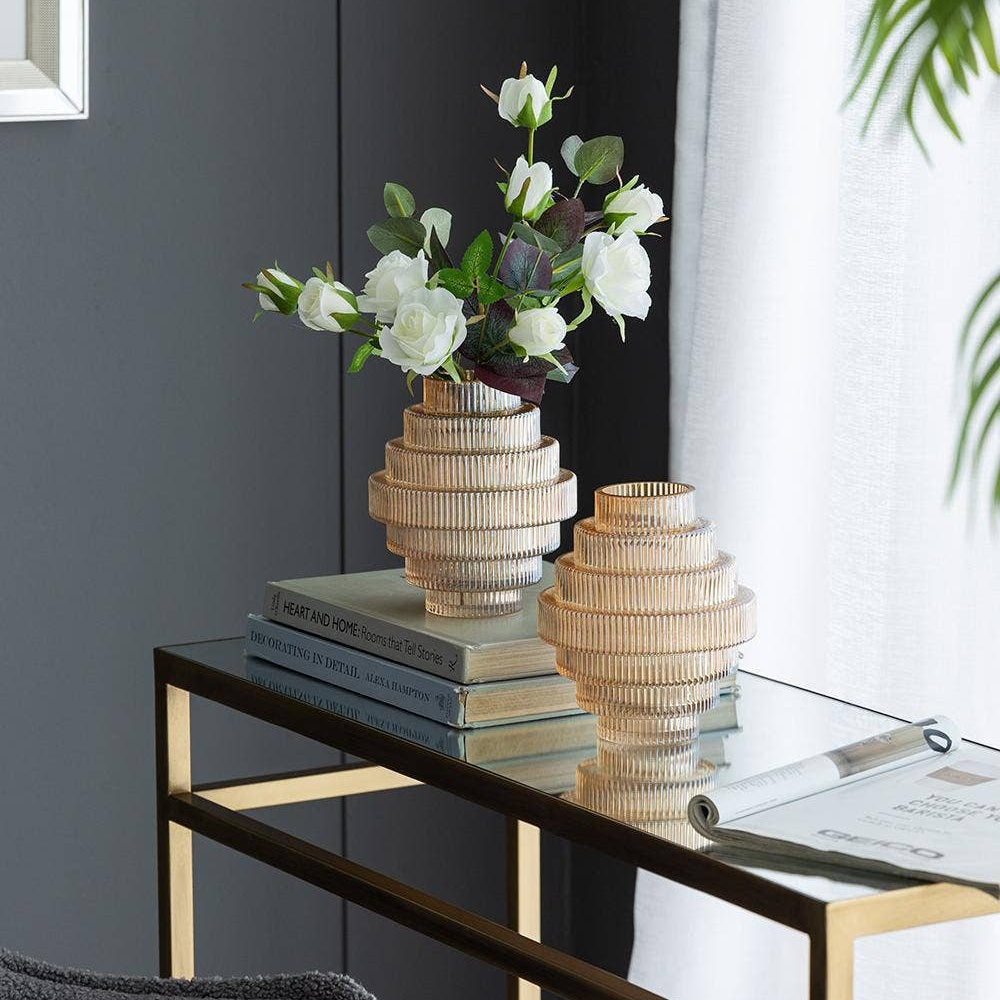 Amber Tiered Glass Vase