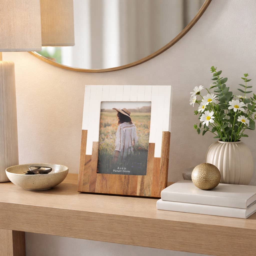 White Two-Tone Wood Picture Frame, 4x6
