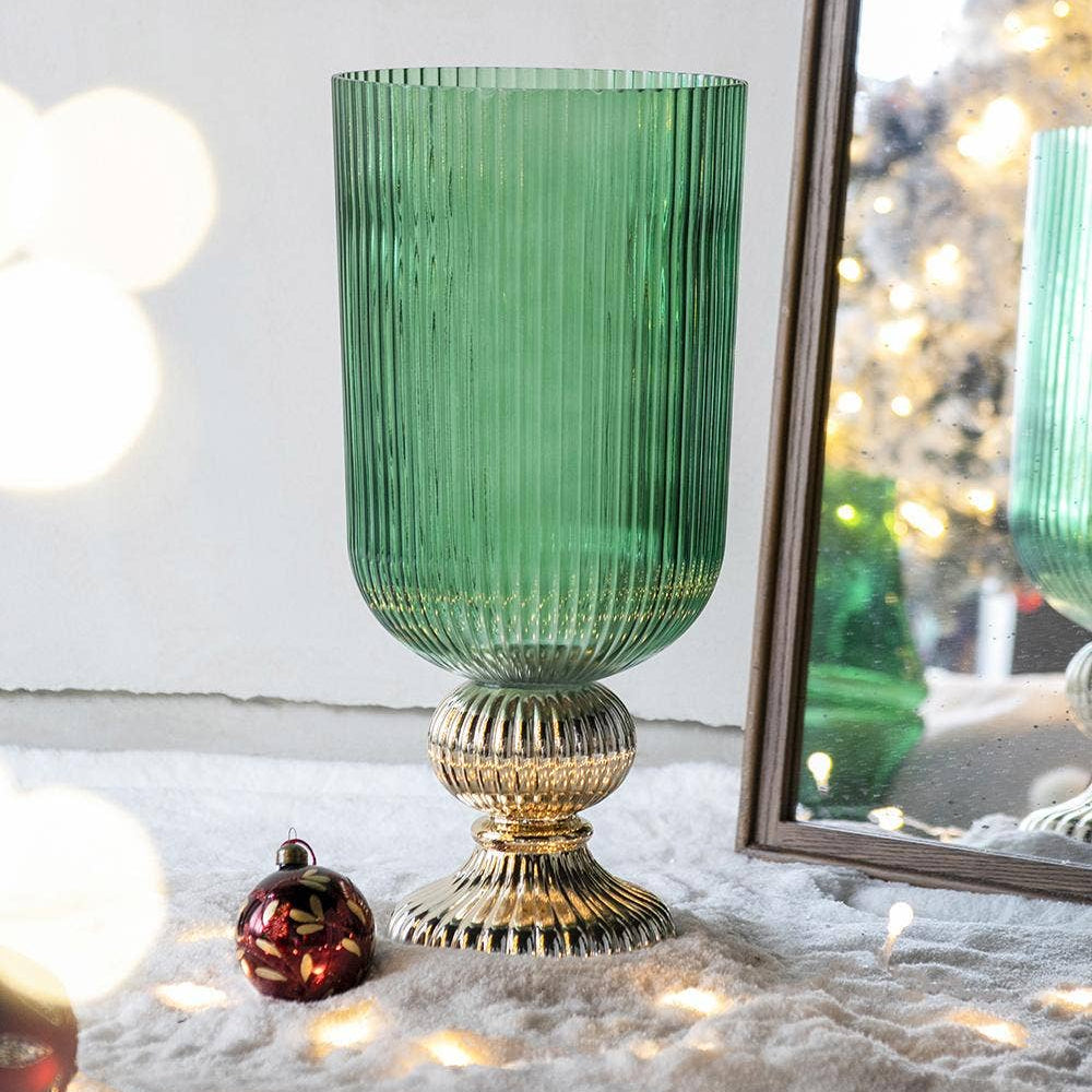 Green and Gold Flower Vase