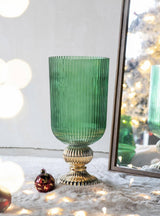 D9.3x20" Flower Vase - Green/Gold