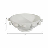 Decorative Bowl - White Iron/Fir Wood Hobnail, 11 in.